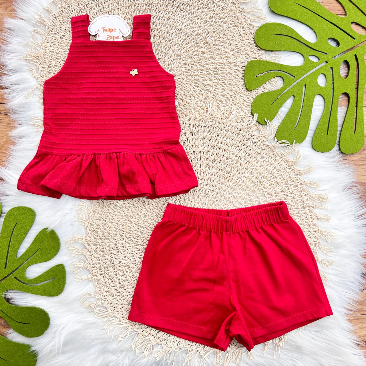 Conj. Regata Pingente Borboleta e Short - Vermelho